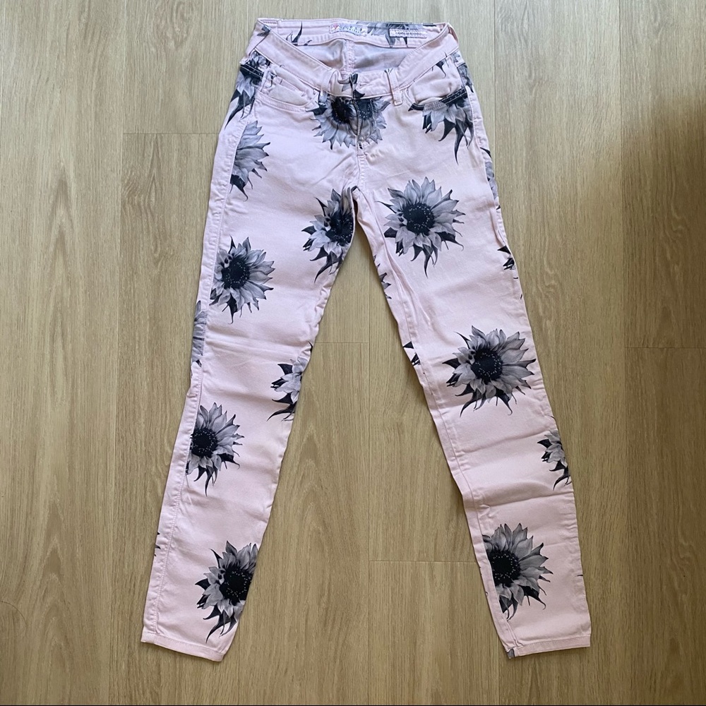 Guess Pink Pin-Up Floral Stretch Skinny Jeans